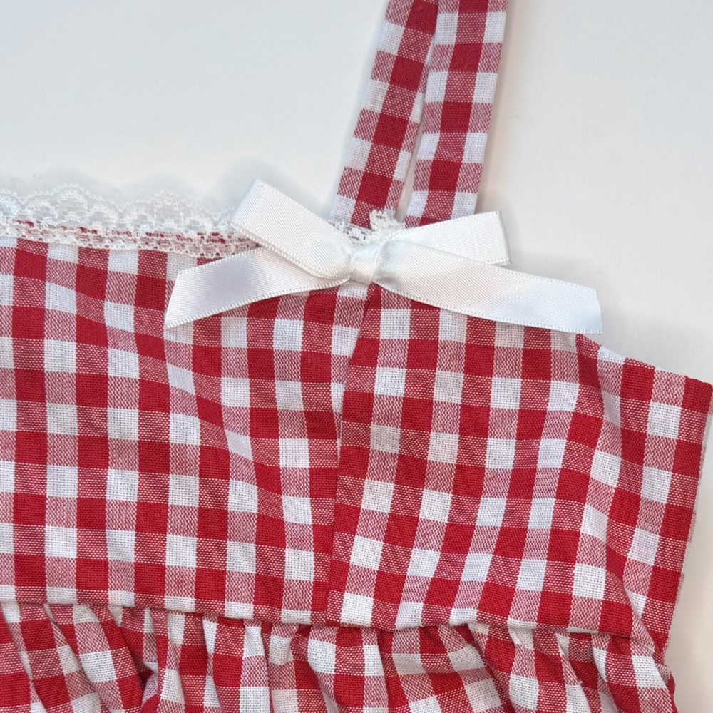 Red Gingham Ruffled Tank Top - Picture 3 of 8
